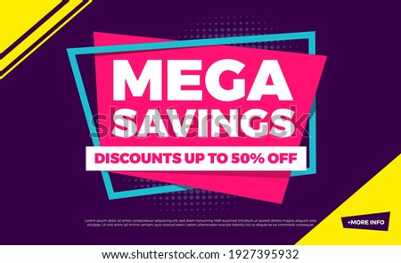 Mega Savings Discounts Up To 50% Off Shopping Background Label