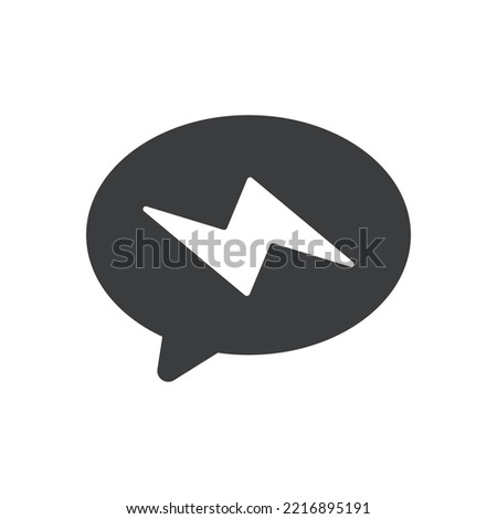 Lightning Bolt Chat Message Flat Vector Icon
