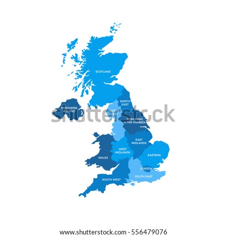United Kingdom UK Regions Map Foto d'archivio © 