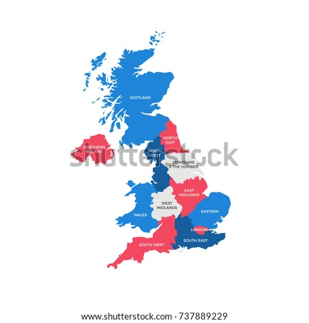 United Kingdom Regions Map Foto d'archivio © 