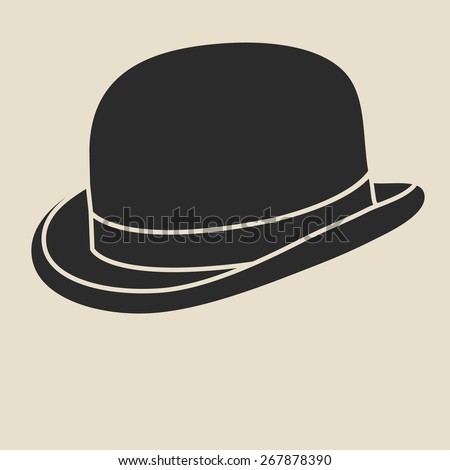 Vintage man’s bowler hat label. Design template for label, banner, badge, logo. Bowler hat vector illustration.