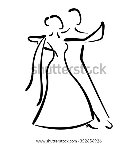 Dancing Couple Logo Isolated On White Background. Waltz Dancers ...