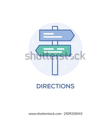 Vector icon for Directions, Guidance, Navigation, Wayfinding, Pathfinder, Route, Indicator, Pointer, Choice, Decision