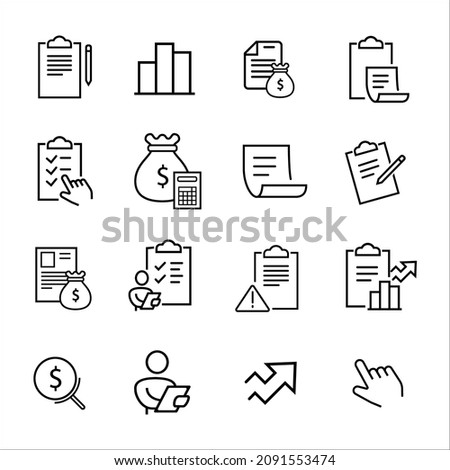 Simple Set of Text Related Vector Line Icons. Icons set, checklist work, office and business. Editable Stroke.