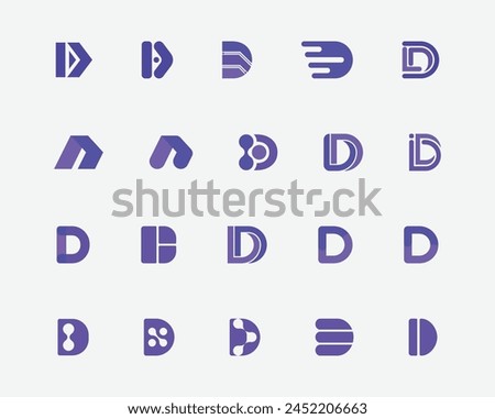 Set of Letter D shape Logo - D Technological Logo Design Set - Letter D