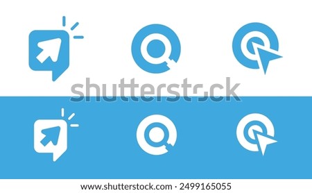 Set of Modern SEO Logo - Mouse Click Logo - Search Icon Logo Design