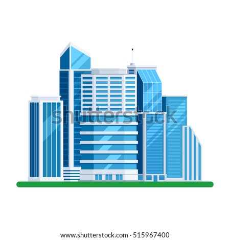 Skyscrapers buildings. Towers city business architecture, apartment and office building, urban landscape. Vector illustration in trendy flat style isolated on white background