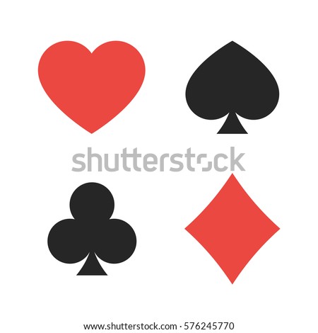 Suit of playing cards. Vector illustration symbols isolated on white background