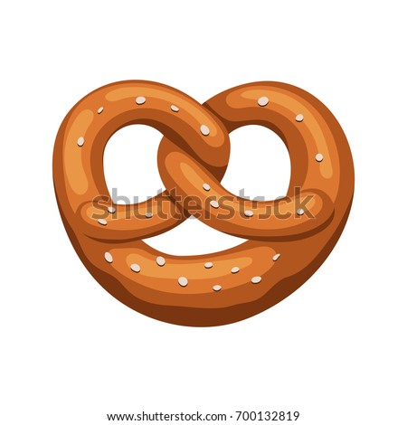Appetizing Bavarian pretzel icon. Vector illustration in cartoon style isolated on white background