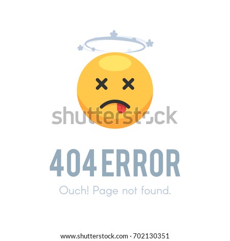 404 error page not found. Emoji dead with dizziness. Vector illustration isolated on white background for site web design