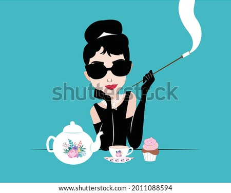 Caricature inspired by Breakfast at Tiffany Audrey Hepburn