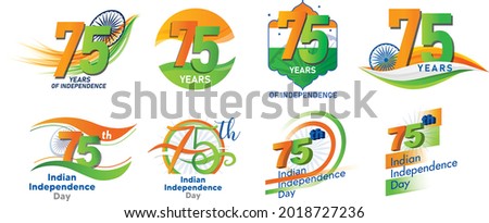 Editable logo vectors of the 75th Independence Day of India 15 th of August. For T shirt Design For print media.