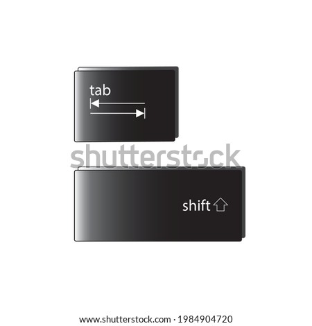 Tab and shift symbol. Keyboard icon isolated on white background.