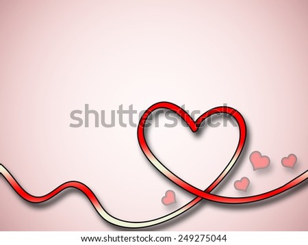 Red heart background with pink gradient and small hearts