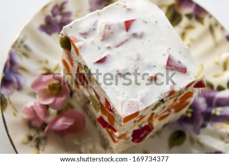 Healthy vegetable cake with flower decoration