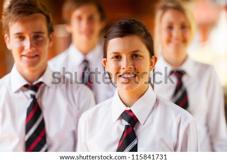 group of high school girls and boys portrait