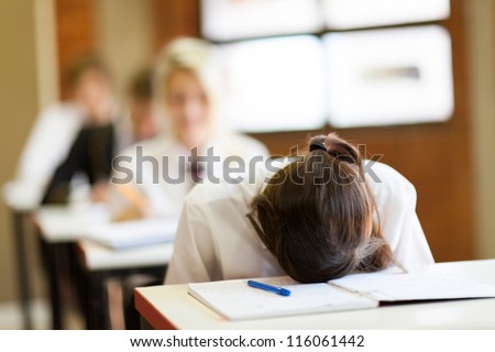 frustrated high school student in classroom