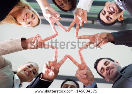 group business people hands forming a star shape