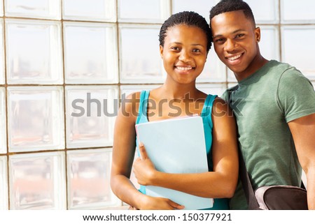 cute african american college couple on campus