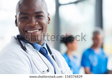 african american health care worker looking at the camera