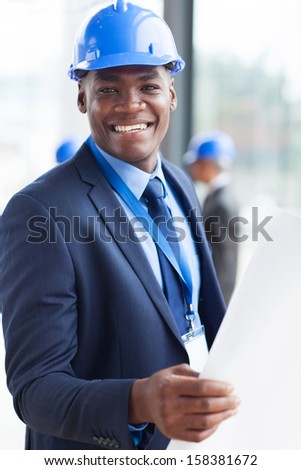 portrait of young african american construction manager