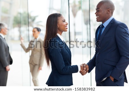 professional african business people handshaking in office