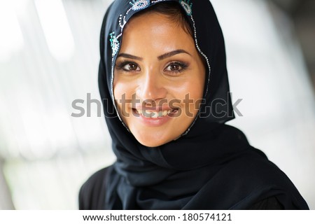 pretty middle eastern woman close up portrait