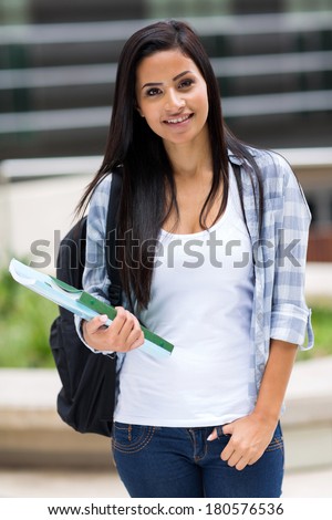 pretty female university student portrait