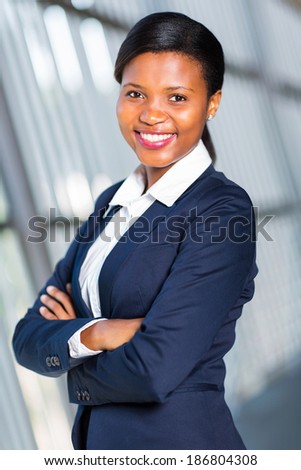 pretty african american woman looking at the camera