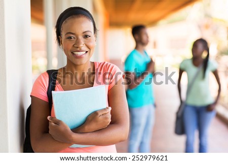 attractive african college student on campus