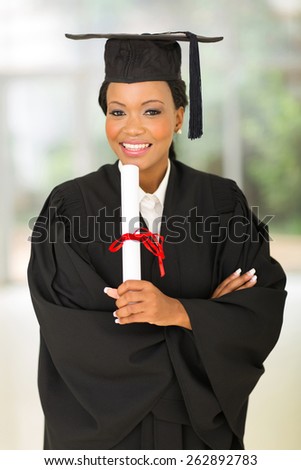 portrait of gorgeous young female african college graduate