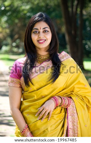 indian woman in traditional clothes - sari