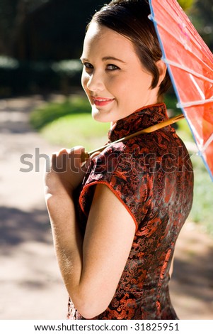 young woman in chinese dress
