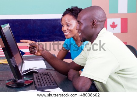 two african american students studying white Blong,