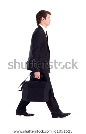 Businessman With Briefcase Walking, Isolated On White Stock Photo ...