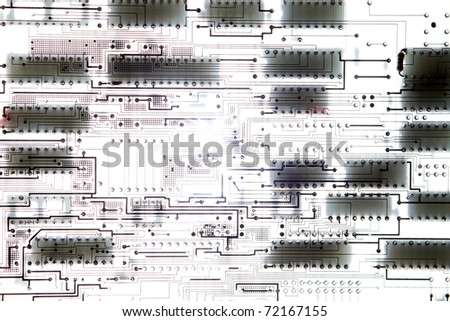 closeup circuit board whit light effect