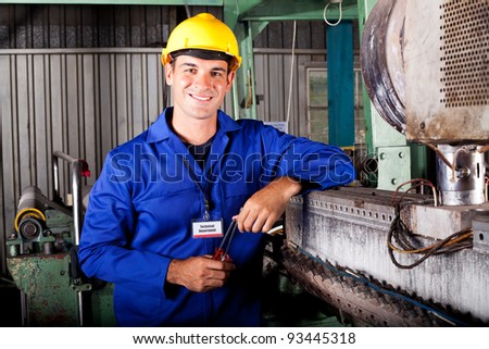 industrial mechanical technician portrait in factory