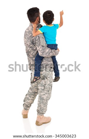 Image, Stock Photo Rear view soldiers