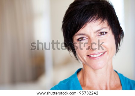 closeup portrait of elegant middle aged woman