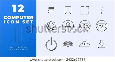 Computer Outline Style Icon Sets