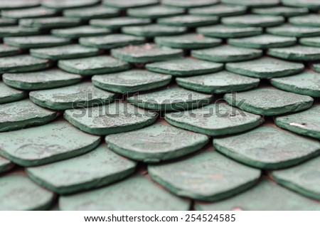 Old green roof tiles