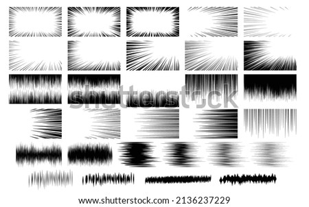 A set of vector material for cartoon-like effect lines such as black concentrated lines Foto d'archivio © 