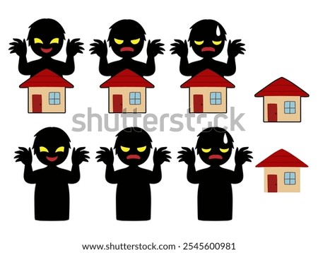 Image material of attacking villains and house robbers