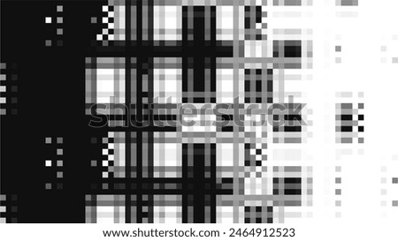 Pixel disintegration background. Art 8 bit objects. Decay effect. Dispersed dotted pattern. Abstract geometric banner for the application or a website. Mosaic textures. Vector illustration.