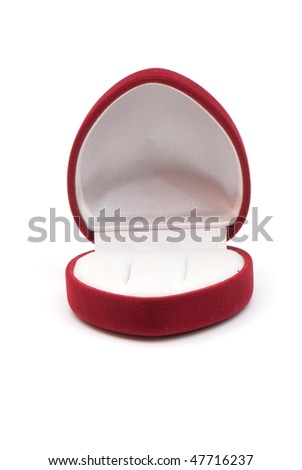 Velvet box for jeweller decorations on the white isolated background