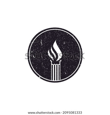 flame torch logo pillar symbol vector illustration design