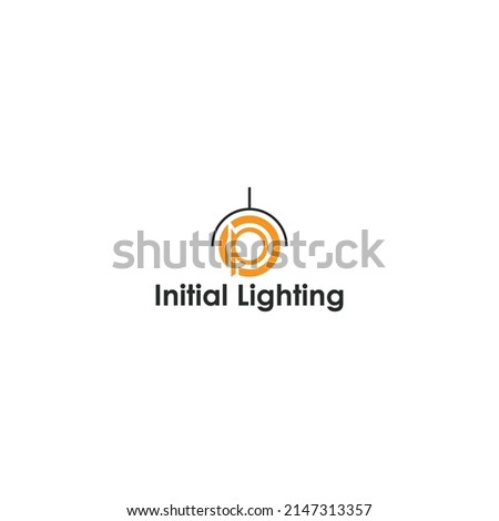 logo design inspiration for home furnishing business especially for lamp and lighting product inspired from abstract initial isolated letter o and p in orange color and isolated with black lamp hanger Foto stock © 