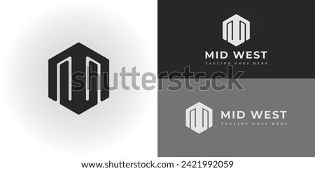 Abstract initial letter MW logo in black color isolated in black white background applied for e-commerce construction material logo also suitable for the brands or companies that have initial name WM