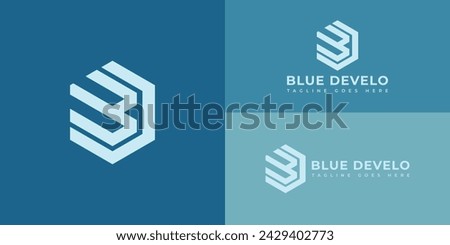 Abstract initial letter BD or DB logo in soft blue color isolated in multiple blue backgrounds applied for business and consulting logo also suitable for the brand or company have same initial name