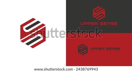 Abstract initial letter US or SU logo in black and red color isolated on multiple background colors. Abstract letter US or SU logo applied for automotive business logo design inspiration template